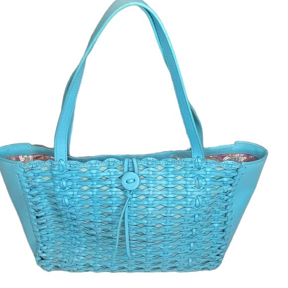 Teal Fossil Woven Leather Purse - Picture 1 of 7